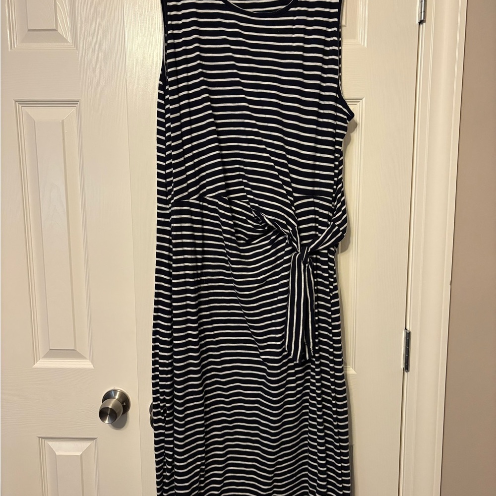 Talbots Navy and White Striped Maxi Dress
